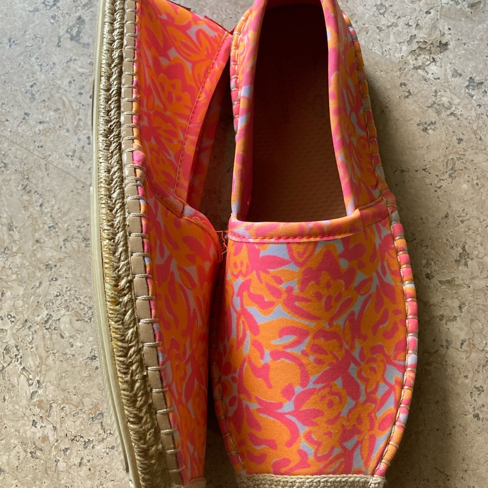 Women’s Pink & Orange Patterned Slip-On Espadrilles - Picture 4 of 4